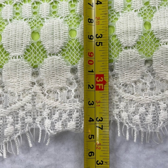 J Howard Dress Womens 10 Kiwi Green Cream Lace Overlay Midi Lined - Picture 7 of 13